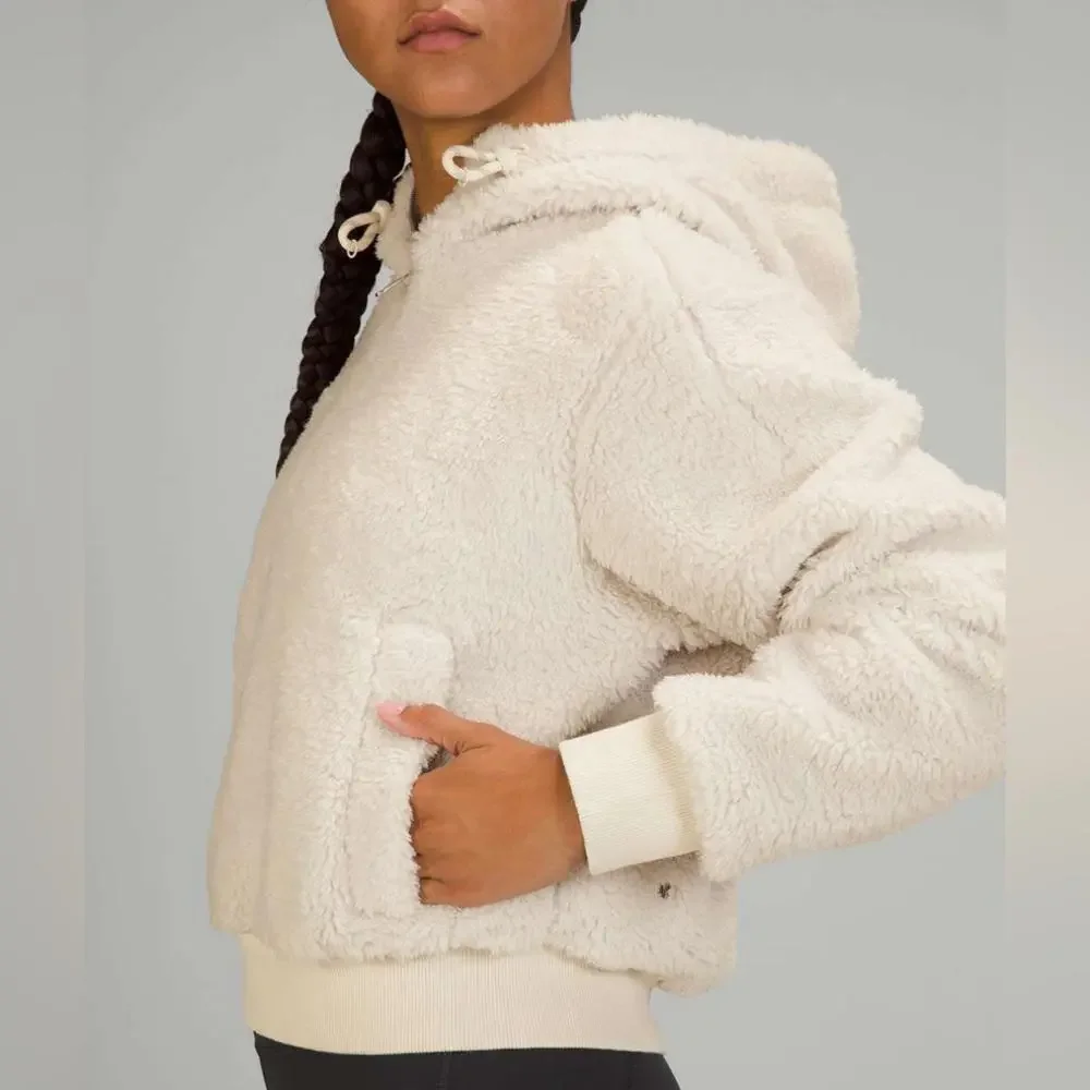 Lululemon Textured Fleece 1/2 Zip Hoodie - White Opal - 8